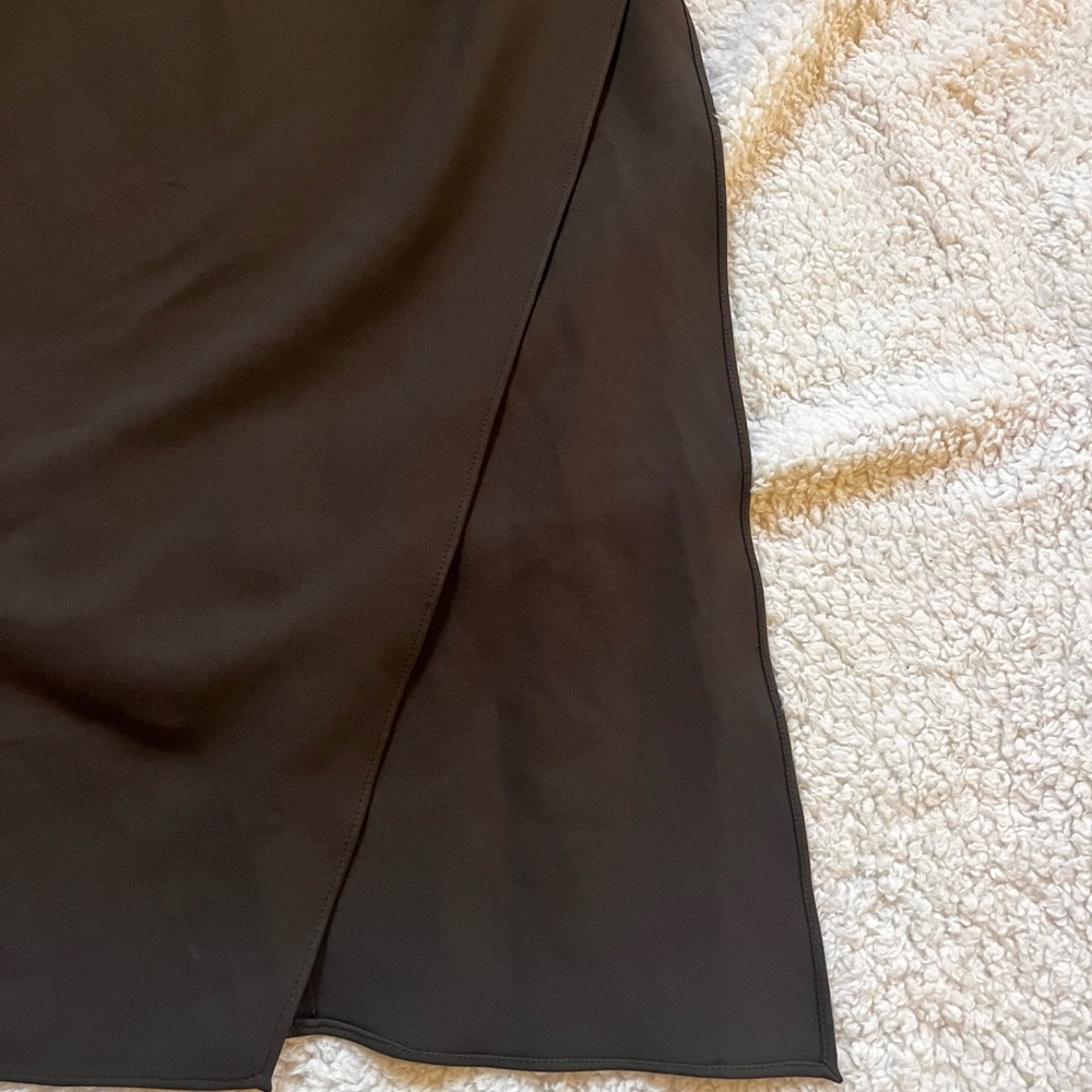 ZARA Olive Green Skirt Asymmetrical Slit Pencil Wiggle Long Midi Edgy Sexy Med - Picture 5 of 7
